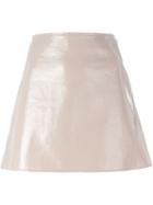 Courrèges A-line Mini Skirt, Women's, Size: 36, Nude/neutrals, Cotton/polyurethane/acetate/cupro