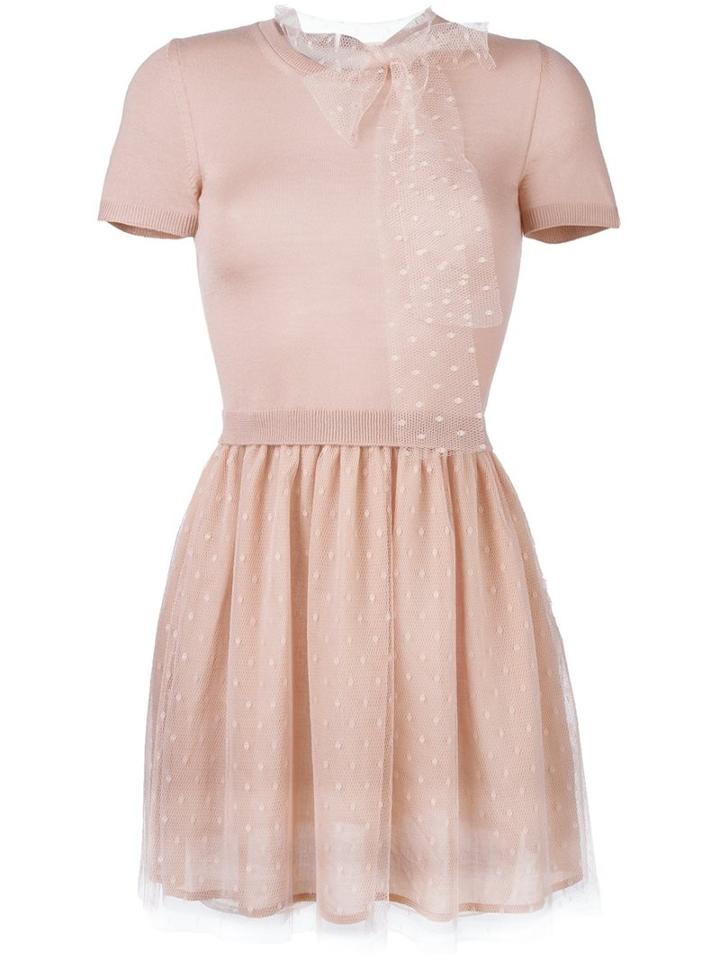 Red Valentino Tulle Skirt Knit Dress