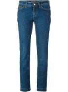Dolce & Gabbana Embroidered Crown & Bee Jeans, Women's, Size: 42, Blue, Cotton/spandex/elastane/polyester/calf Leather