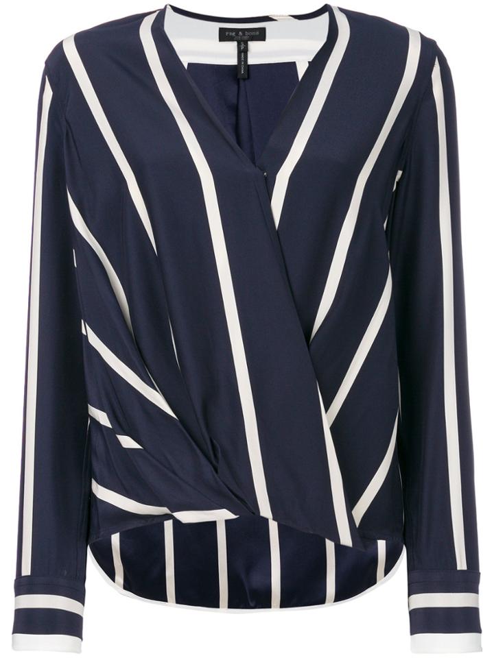 Rag & Bone /jean Striped Wrap Shirt - Blue