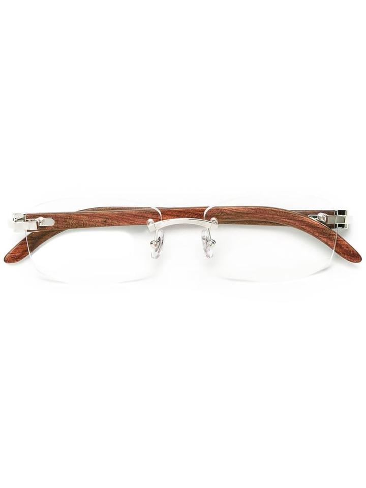 Cartier - 'decor C' Glasses - Men - Wood/metal - One Size, Brown, Wood/metal