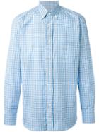 Brioni Checked Shirt, Men's, Size: L, Blue, Cotton