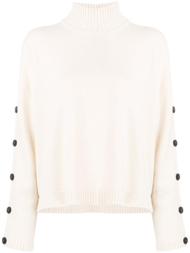 Pierantoniogaspari Buttoned Turtleneck Sweater - Nude & Neutrals