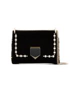 Jimmy Choo Black Lockett Pearl Embellished Mini Velvet Mini Bag
