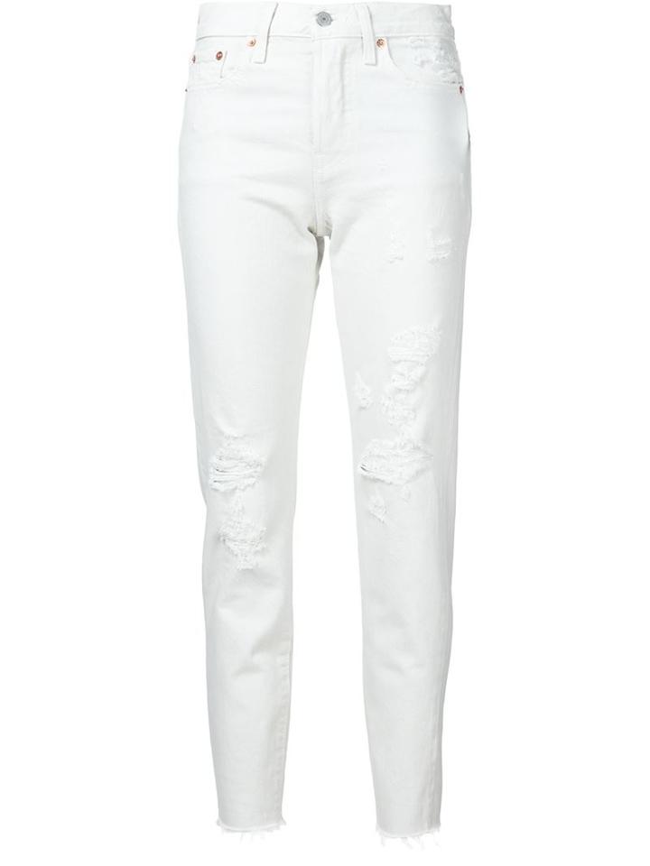 Levi S Cropped Jeans, Women's, Size: 29, White, Cotton