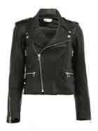 Faith Connexion Biker Jacket, Women's, Size: 40, Black, Polyester/lamb Skin
