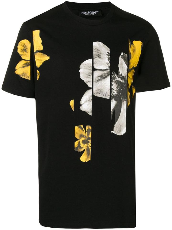 Neil Barrett Floral Print T-shirt - Black