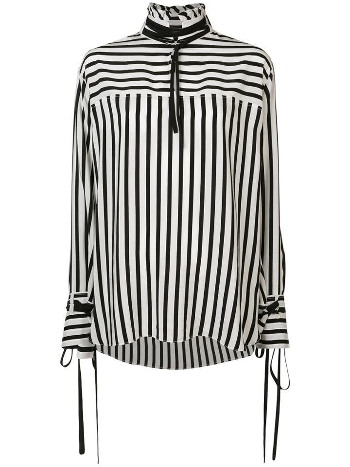 Derek Lam Long Sleeve Mandarin Collar Shirt With Ties - Black