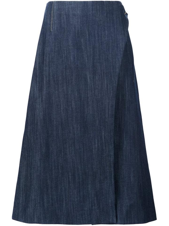 Adam Lippes Midi Wrap Skirt, Women's, Size: 2, Blue, Cotton