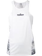 Adidas By Stella Mccartney Floral Panel Fitted Tank Top, Women's, Size: Large, White, Polyester/spandex/elastane