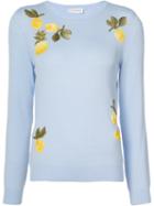 Altuzarra - Pineapple Embroidered Sweater - Women - Merino - Xs, Blue, Merino