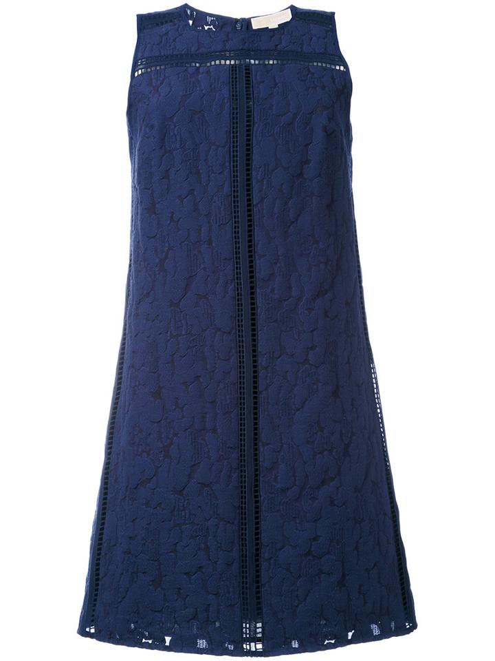 Michael Michael Kors - Lenus Leopard Detail Shift Dress - Women - Cotton/nylon - 8, Blue, Cotton/nylon