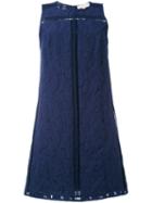 Michael Michael Kors - Lenus Leopard Detail Shift Dress - Women - Cotton/nylon - 8, Blue, Cotton/nylon