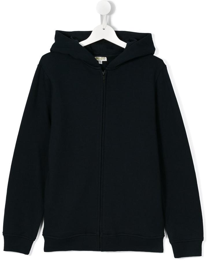 Kenzo Kids Logo Print Zipped Hoody, Boy's, Size: 16 Yrs, Blue
