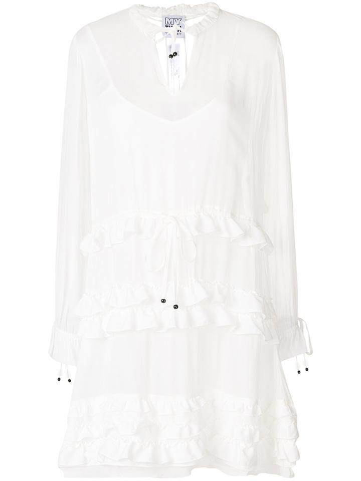 Twin-set Ruffled Shirt Dress - White