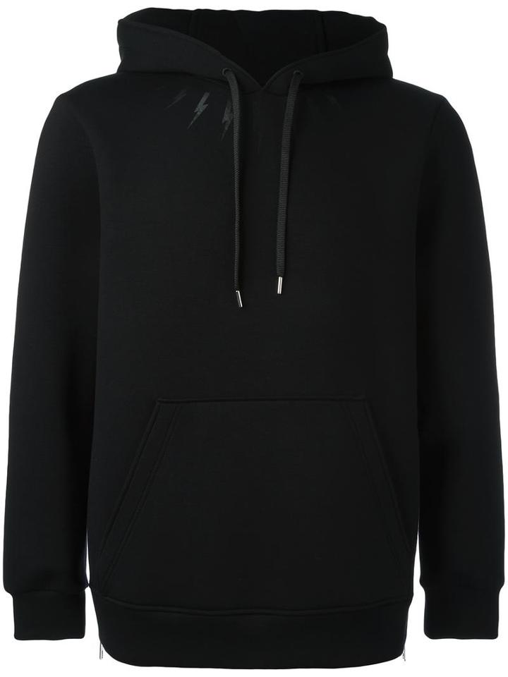 Neil Barrett Lightning Bolt Hoodie, Men's, Size: Medium, Black, Lyocell/cotton/viscose/polyurethane