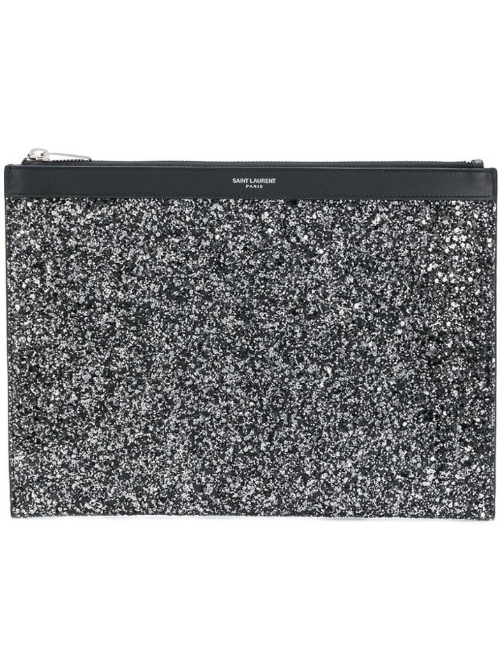 Saint Laurent East/west Saint Laurent Paris Tablet Case - Black