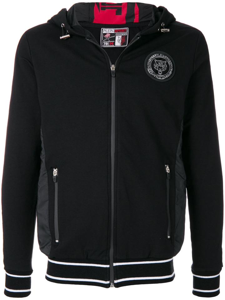 Plein Sport Zipped Crest Hoodie - Black