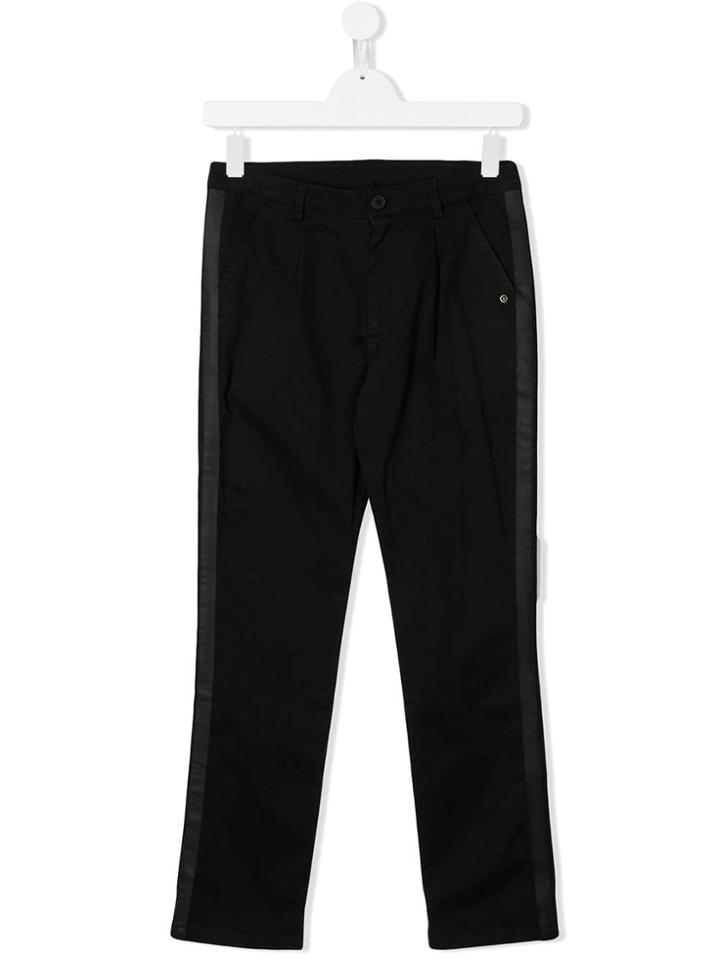 Douuod Kids Teen Side Stripe Chinos - Black