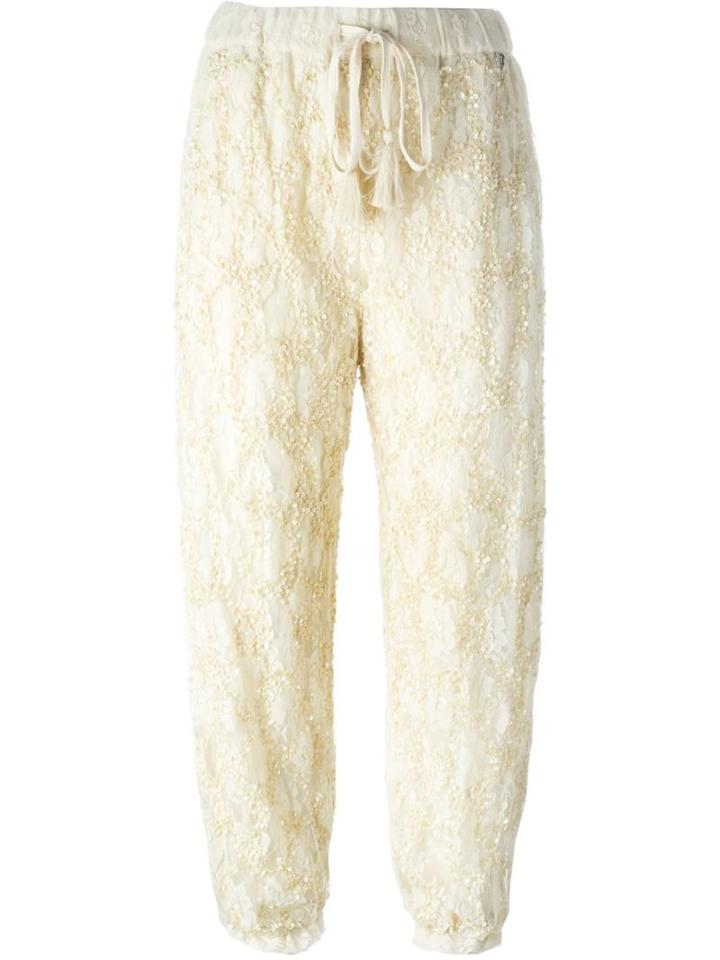 Twin-set Sequin Lace Trousers, Women's, Size: Medium, Nude/neutrals, Polyamide/polyester