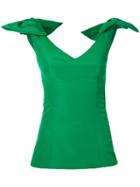Bambah - Faille Shoulder Bow Top - Women - Silk - 8, Green, Silk