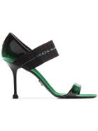Prada Elasticated Strap Over 90 Patent Leather Sandals - Green
