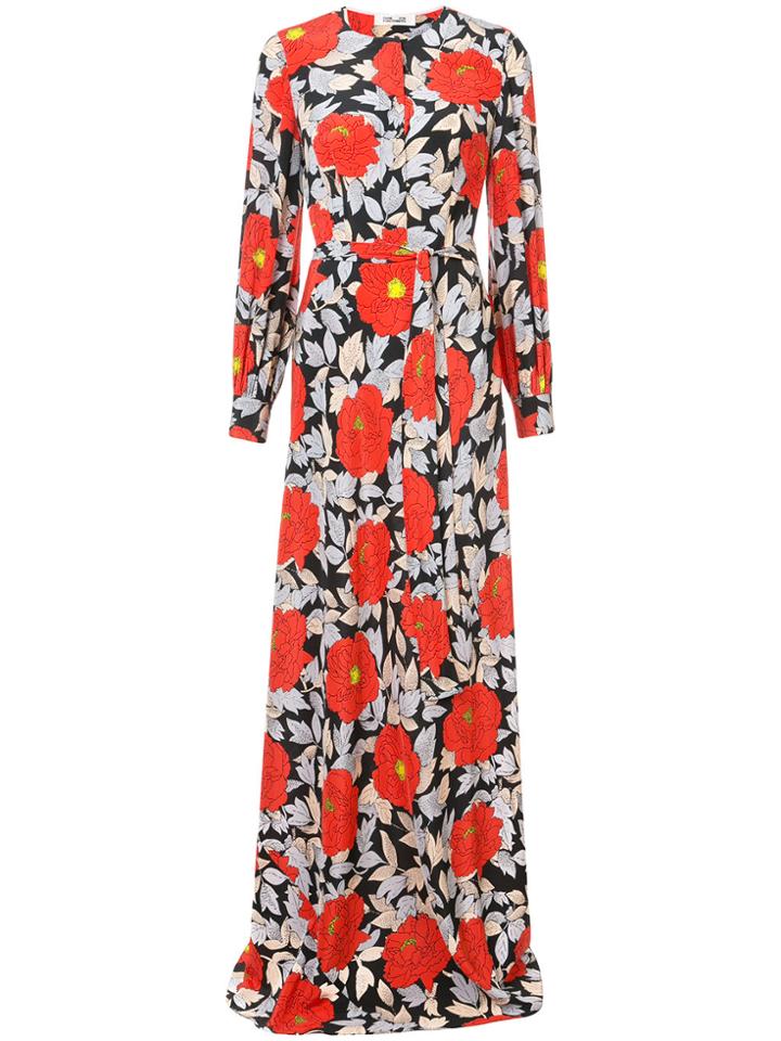 Dvf Diane Von Furstenberg Floral Print Maxi Dress - Red