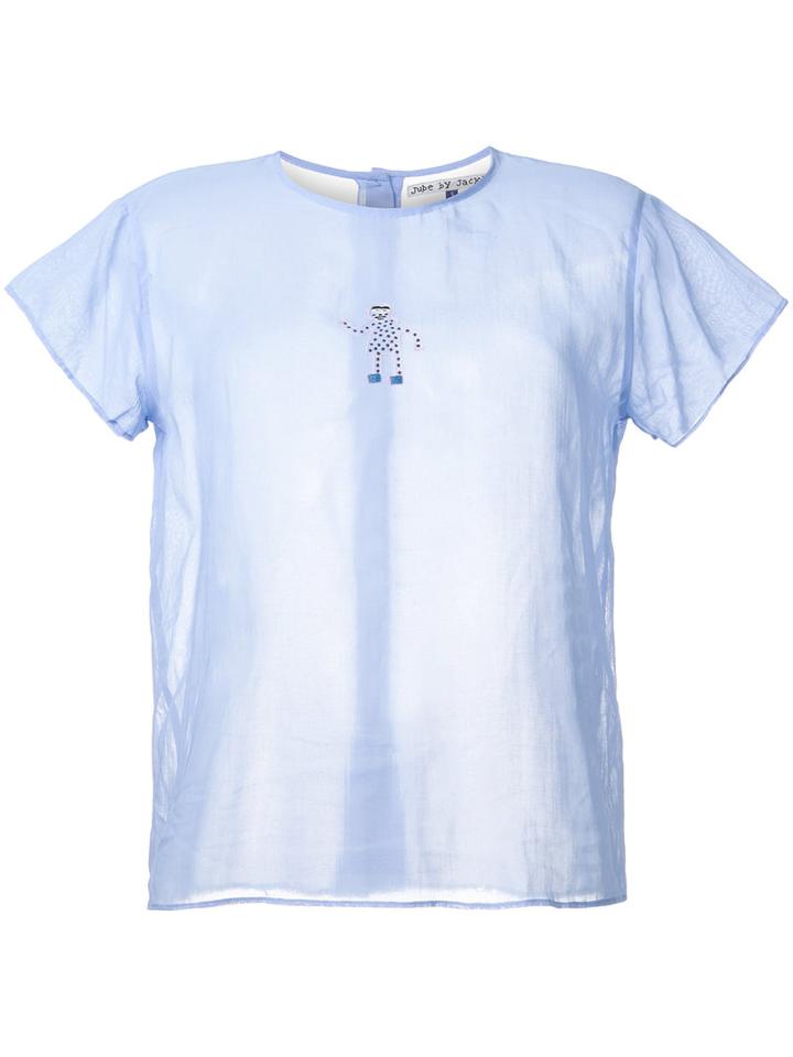 Jupe By Jackie Embroidered Dancer T-shirt, Women's, Size: Small, Blue, Cotton