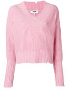 Msgm Cropped Ribbed Jumper - Pink & Purple