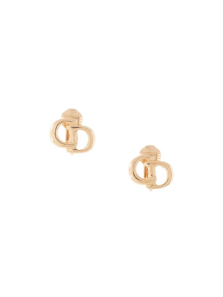 Christian Dior Pre-owned Cc Logo Earrings - Gold
