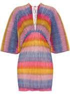 Rotate Striped Plissé Mini Dress - Rainbow