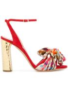 Casadei Checked Bow-embellished Sandals - Red
