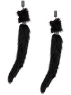 Saint Laurent Fur Appliqué Earrings - Black