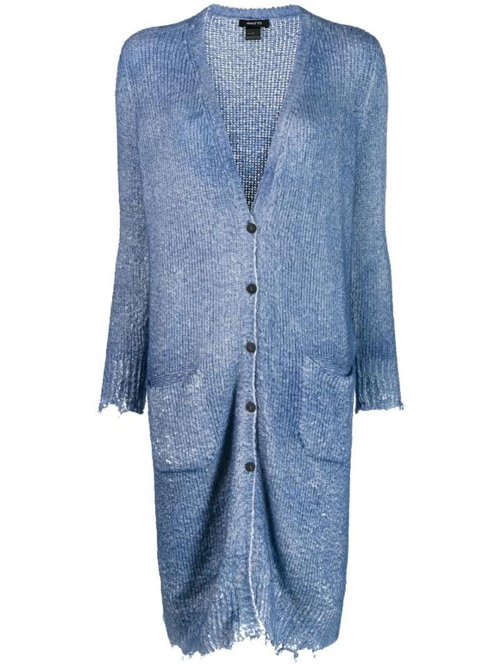 Avant Toi Frayed Hem Button Cardigan - Brown