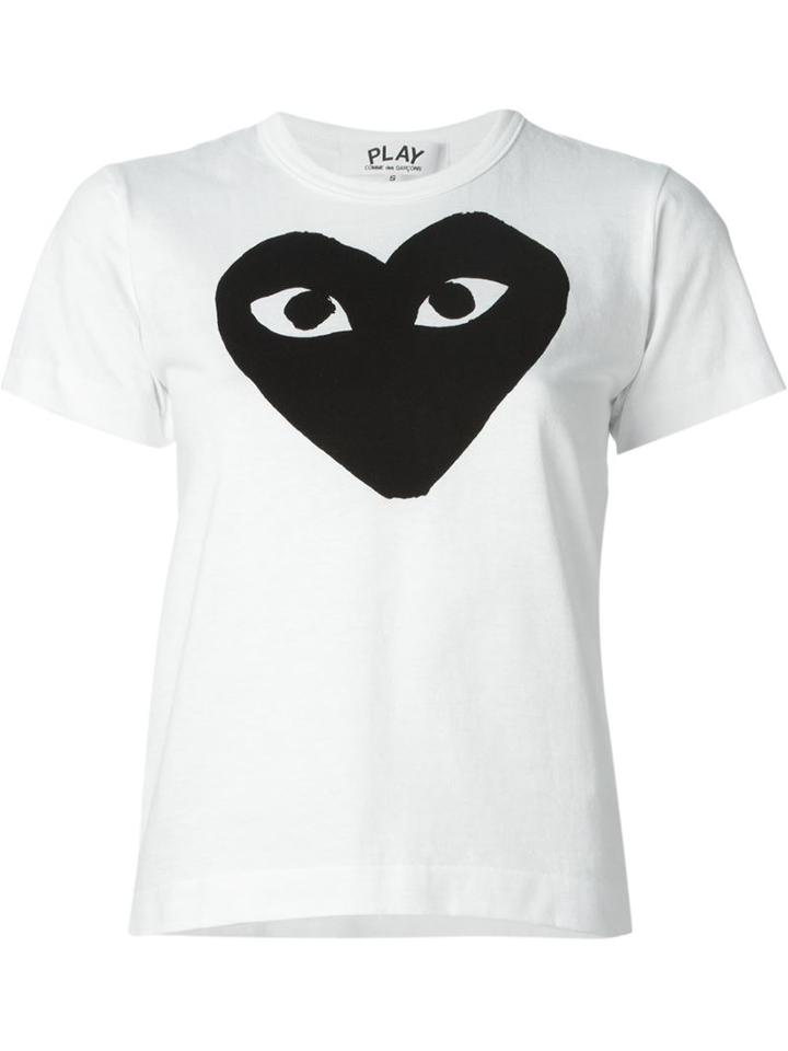 Comme Des Garçons Play Heart Print T-shirt, Women's, Size: M, White, Cotton
