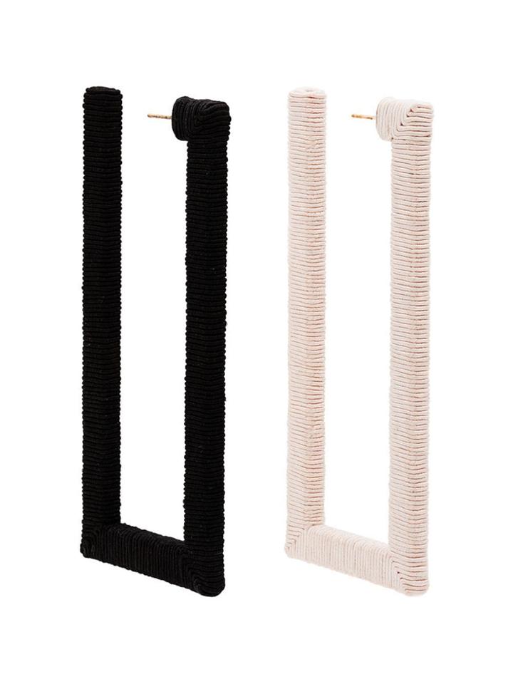 Rebecca De Ravenel Geo Hoop Earrings - Black