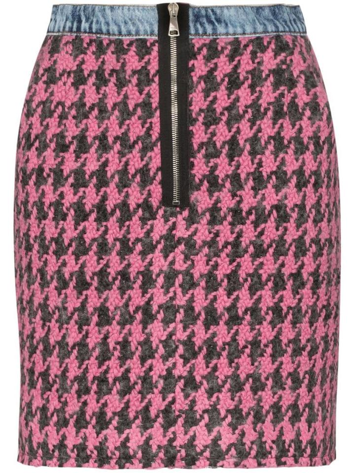 Natasha Zinko High-waisted Houndstooth Skirt - Pink
