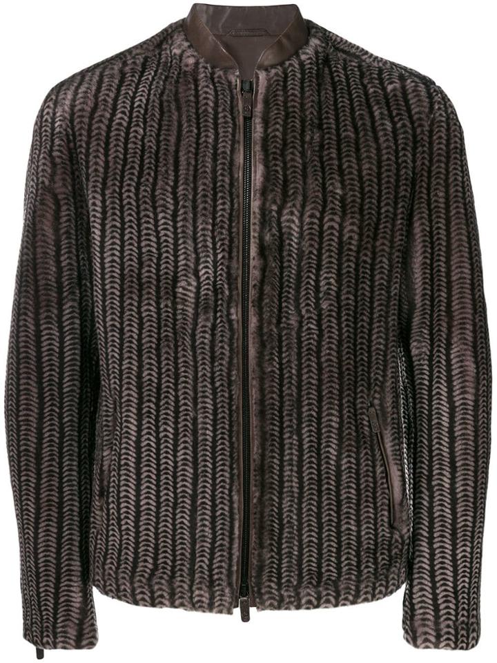 Giorgio Armani Textured Bomber Jacket - Black