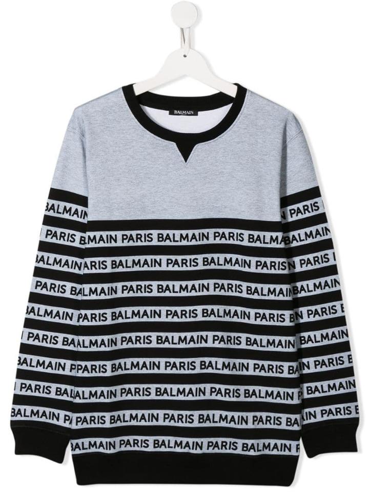 Balmain Kids Logo Embroidered Jumper - Grey