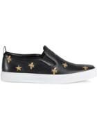 Gucci Leather Slip-on Sneakers With Bees - Black