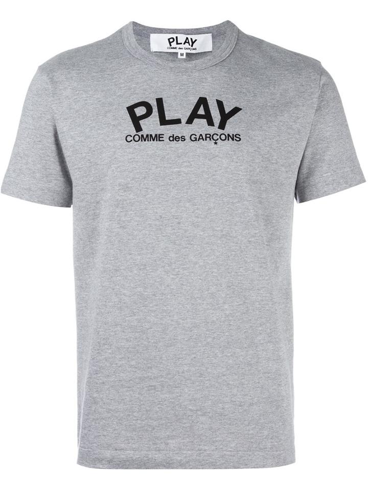 Logo Print T-shirt, Men's, Size: Medium, Grey, Cotton, Comme Des Garçons Play