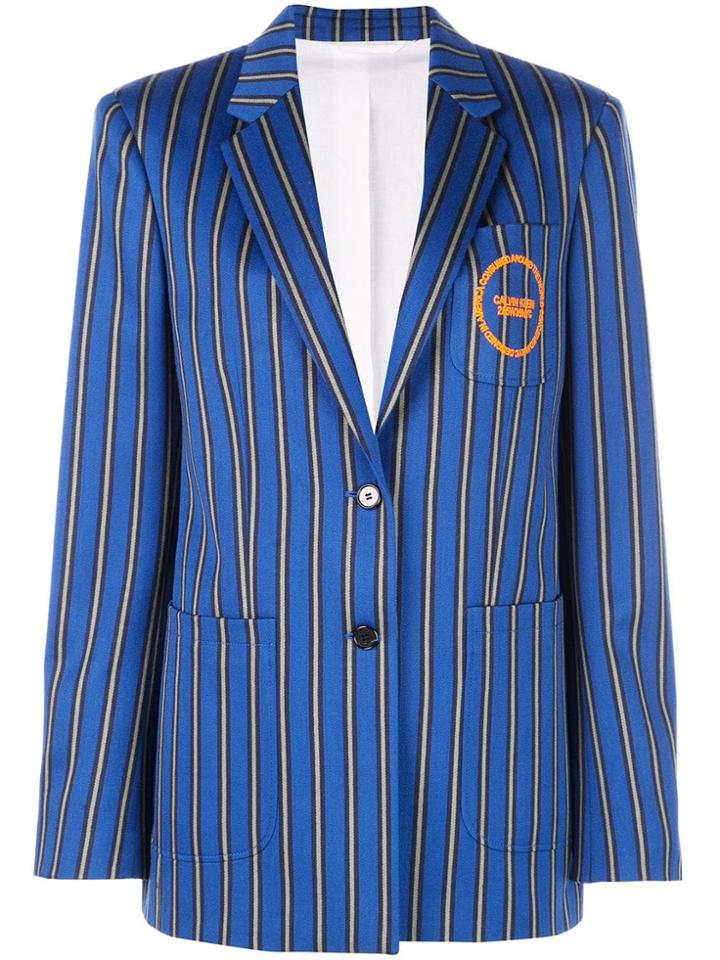 Calvin Klein Striped Oversized Blazer - Blue