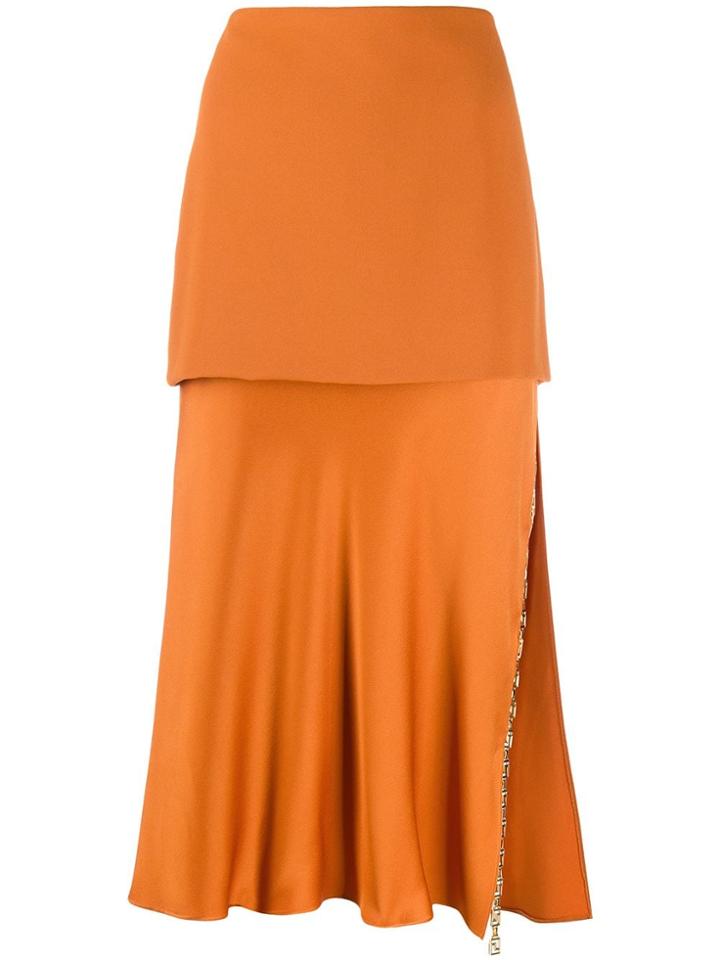 Versace Tiered Greek Key Skirt - Orange