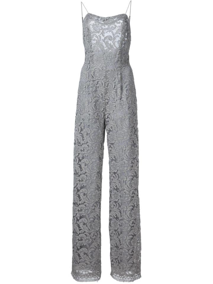 Adam Lippes Baroque Lace Sleeveless Jumpsuit, Women's, Size: 4, Grey, Cotton/nylon/viscose