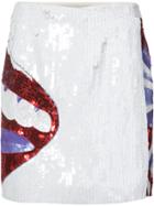 Olympia Le-tan Sequinned Lip Skirt - White