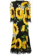 Dolce & Gabbana - Daisy Print Dress - Women - Silk/cotton/nylon/viscose - 40, Women's, Black, Silk/cotton/nylon/viscose