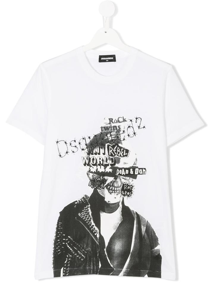 Dsquared2 Kids - Printed T-shirt - Kids - Cotton - 14 Yrs, White