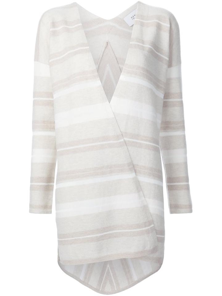 Derek Lam 10 Crosby Striped Open Cardigan, Women's, Size: Small, Nude/neutrals, Wool