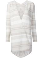 Derek Lam 10 Crosby Striped Open Cardigan, Women's, Size: Small, Nude/neutrals, Wool