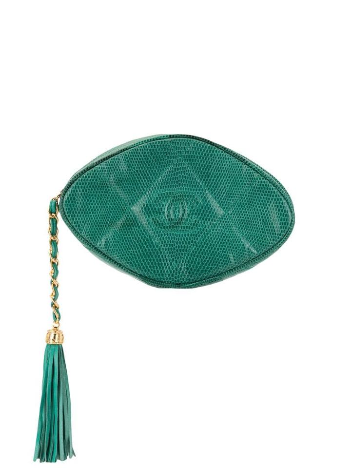 Chanel Pre-owned Quilted Fringed Pouch - Green